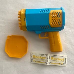Rocket Bubble Gun Toy Blue Yellow - Open Box Batteries Installed – Ready to Play